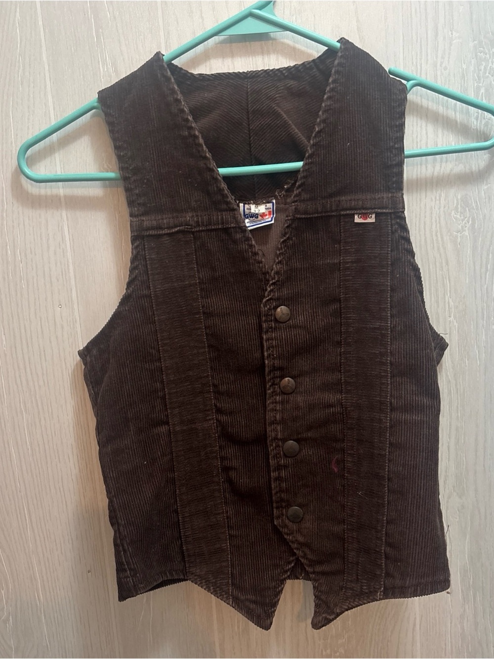 Women's Brown Corduroy Button-Front Vest by Lee
